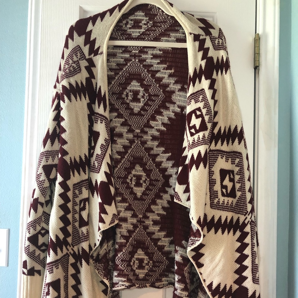 Maroon and tan Cardigan
